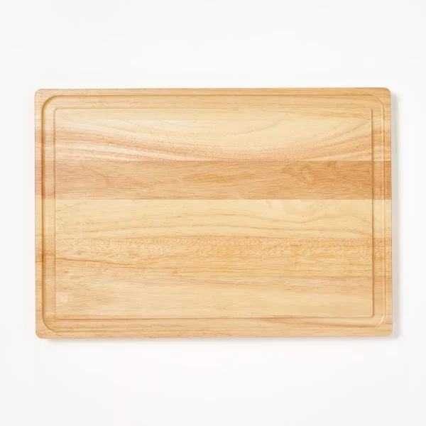 14"x20" Rubberwood Carving Board with Juice Groove Natural